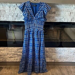 o.p.t Blue Geometric Maxi Dress size Small